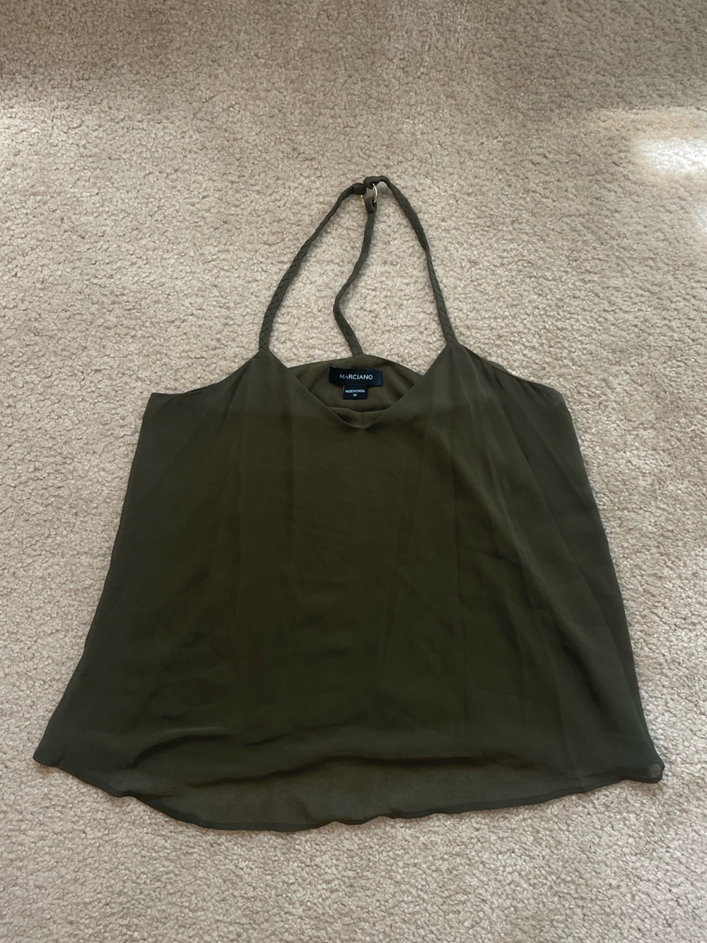 Marciano Olive Halter Camisole with Braided Straps